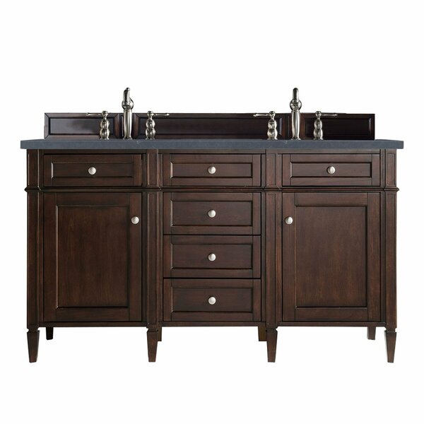 James Martin Vanities Brittany 60in Double Vanity, Burnished Mahogany w/ 3 CM Charcoal Soapstone Quartz Top 650-V60D-BNM-3CSP